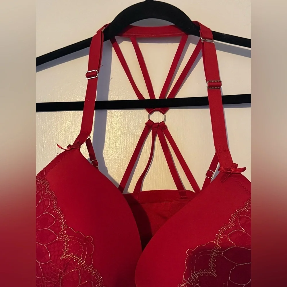 Cacique Front-Close Metallic Lace Boost Plunge Bra